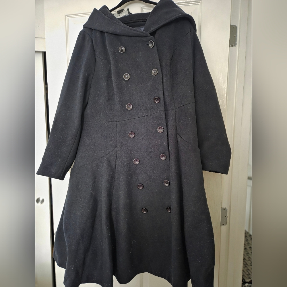 MODCLOTH X COLLECTIF Double-Breasted Navy Hooded Coat